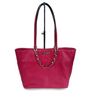 Michael Kors Raspberry Pebbled Leather Tote – Like New w/ Gold Chain Detail